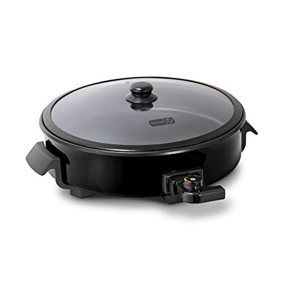 Dash Family Size Electric Skillet with 14 inch Nonstick Surface + Recipe Book for Pizza, Burgers, Cookies, Fajitas, Breakfast & More, 20 Cup Capacity, 1400-Watt - Black