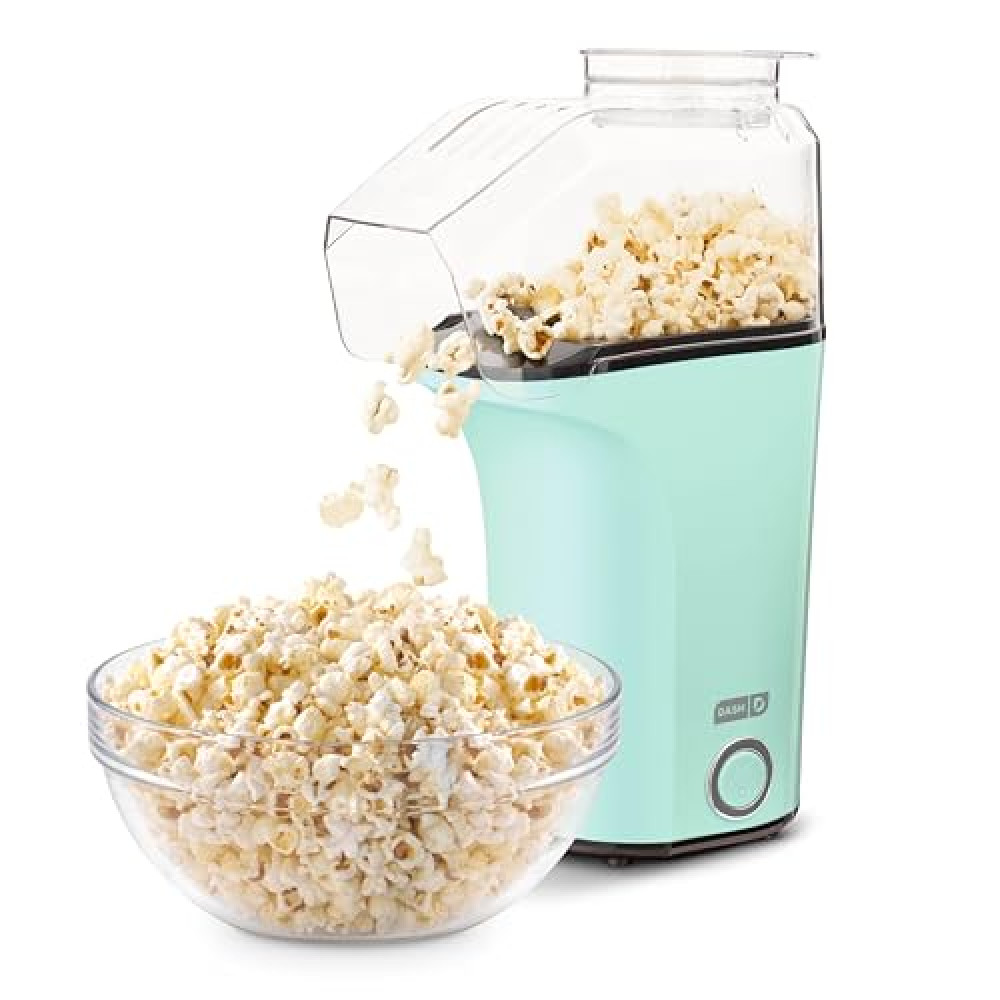 DASH Hot Air Popcorn Popper Maker with Measuring Cup to Portion Popping Corn Kernels + Melt Butter, 16 Cups - Aqua Popcorn Machines Fiyatı