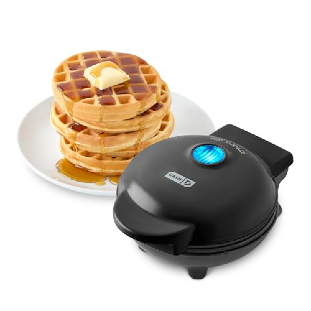 DASH Mini Waffle Maker - 4” Waffle Mold, Nonstick Waffle Iron with Quick Heat-Up, Nonstick Surface - Perfect Mini Waffle Maker for Kids and Families, Just Add Batter (Black) Waffle Maker Fiyatı