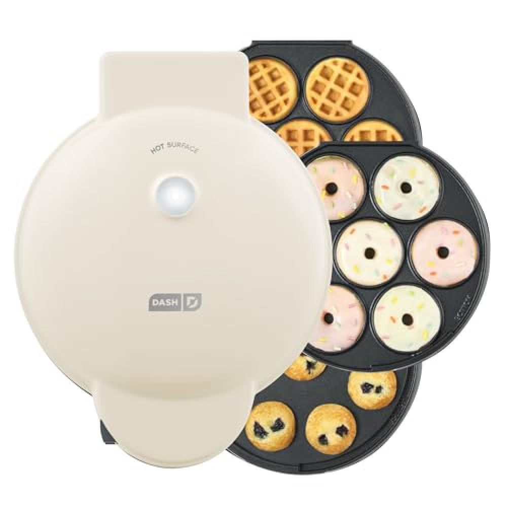 DASH MultiMaker Treat Maker System, Mini Donuts, Waffle Bites, Mini Cupcakes - Cream