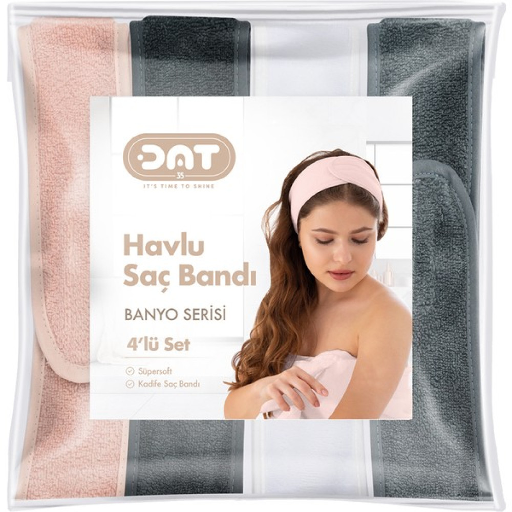 Dat35 4lü Havlu Saç Bandı Seti Cırt Bantlı Süper Soft Kadife Sporcu Spor Spa Yoga Makyaj Saç Kafa Bandı - Çok Renkli - S - L Banyo Havlusu Fiyatı