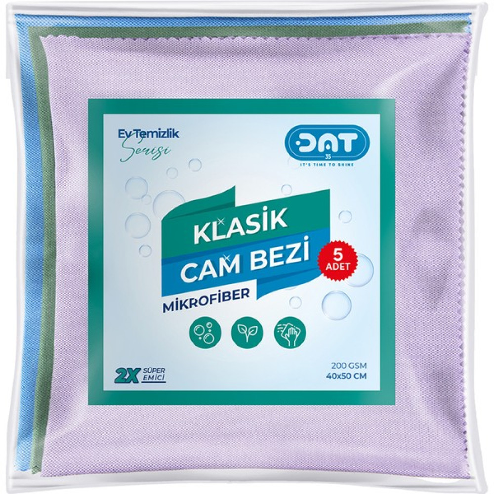 Dat35 5'li 40X50 cm Sihirli Mikrofiber Klasik Cam Ayna Temizlik Bezi Çok Renkli Cam Yüzey Temizlik Bez Seti - Standart Temizlik Malzemeleri Fiyatı