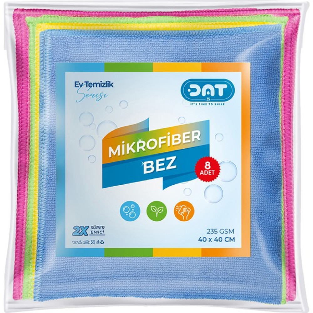 Dat35 8'li 40X40 cm Microfiber Bez Süper Emici Kurulama Mutfak Tezgah Dolap Yüzey Temizleme Bezi Seti - Renkli - Standart Temizlik Malzemeleri Fiyatı