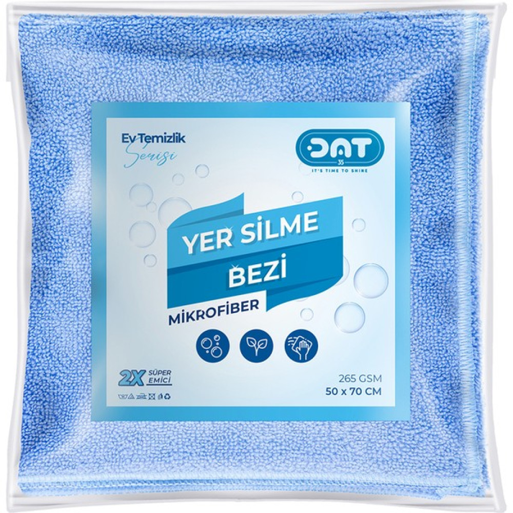 Dat35 MAVİ Sıkılması En Rahat 50X70 cm Büyük Boy Yer Silme Bezi Mikrofiber Süper Emici Temizlik Bezi 265GSM - Renkli - Standart Temizlik Malzemeleri Fiyatı