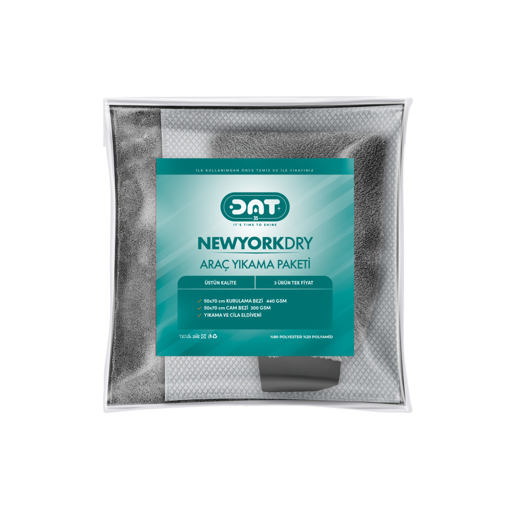 DAT35 Newyorkdry Mikrofiber Oto Temizlik Paketi Araç Kurulama Havlusu Cam Bezi Araba Yıkama Eldiveni Seti Oto Bakım & Temizlik Ürünleri Fiyatı