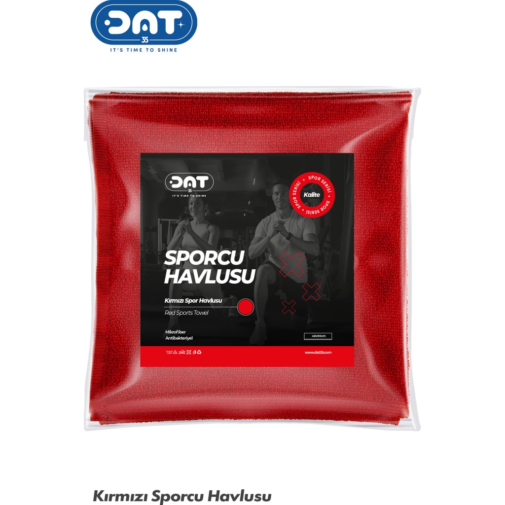 Dat35 Profesyonel Sporcu Havlusu 48x90 cm Mikrofiber Antibakteriyel Gym Fitness Boks Tenis Spor Havlu - 48 x 90 cm - Kırmızı El / Yüz Havlusu Fiyatı