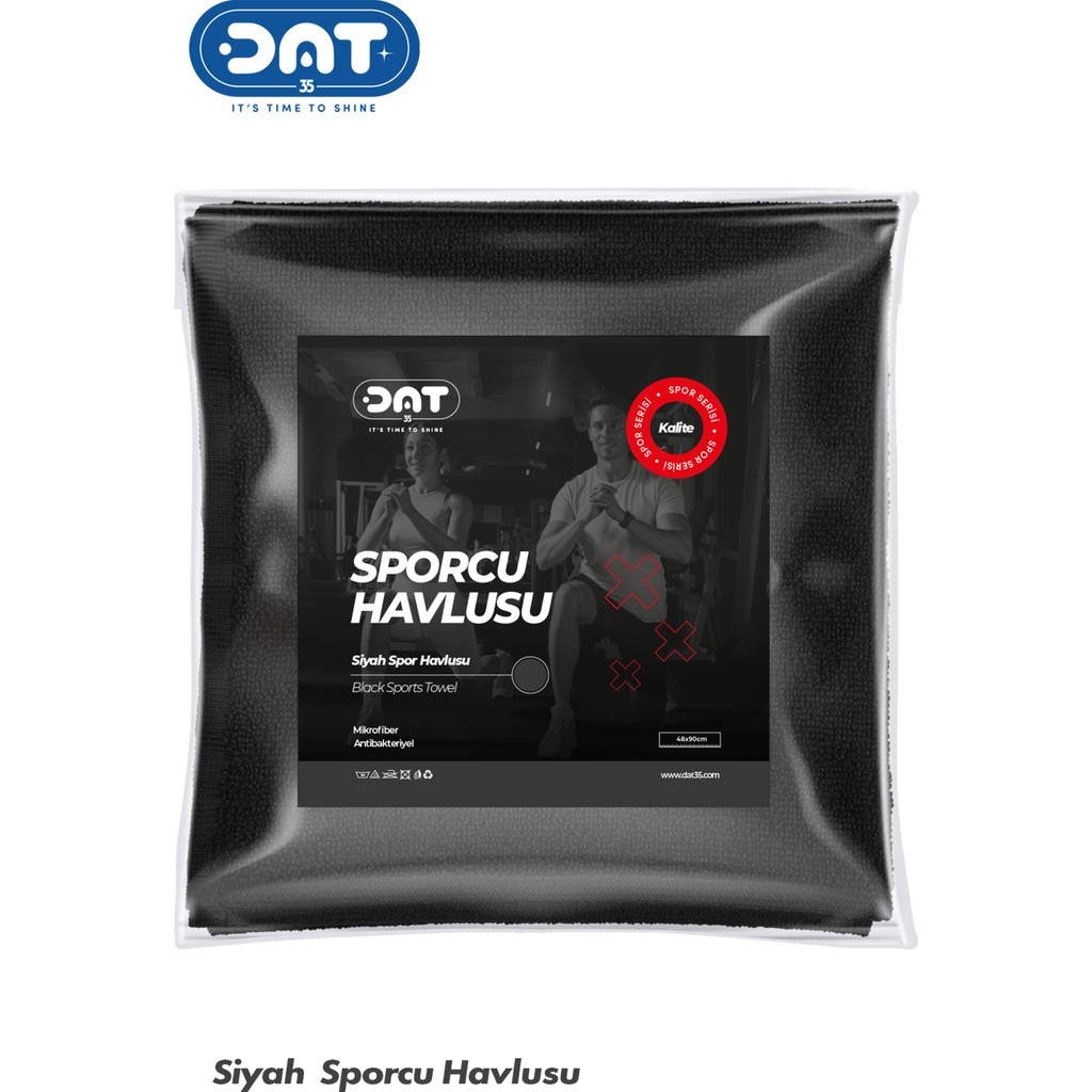 Dat35 Siyah Sporcu Antreman Havlusu Microfiber Gym Fitness Boks Tenis Spor Havlusu 48x90cm - 48 x 90 cm El / Yüz Havlusu Fiyatı