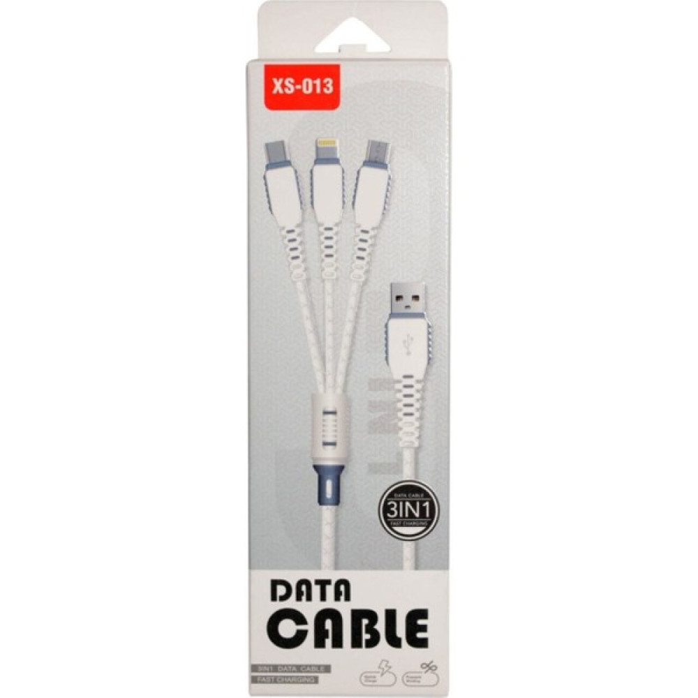 Data Cable XS-013 Çoklu Şarj Kablosu 3 Uçlu Iphone, Microusb, Type-C Uyumlu Çoklu Şarj Kablo -- Data Cable XS-013 Çoklu Şarj Kablosu 3 Uçlu Iphone,... Cep Telefonu Kablosu Fiyatı