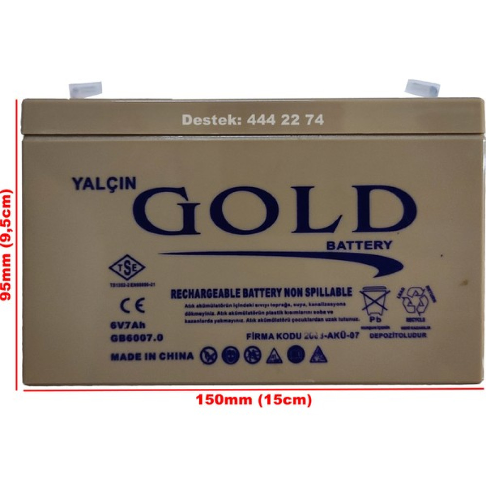 Data Güvenlik Gold 6V 7AH Bakımsız Kuru Akü - 6 Volt 7 Amper Akü Fiyatı