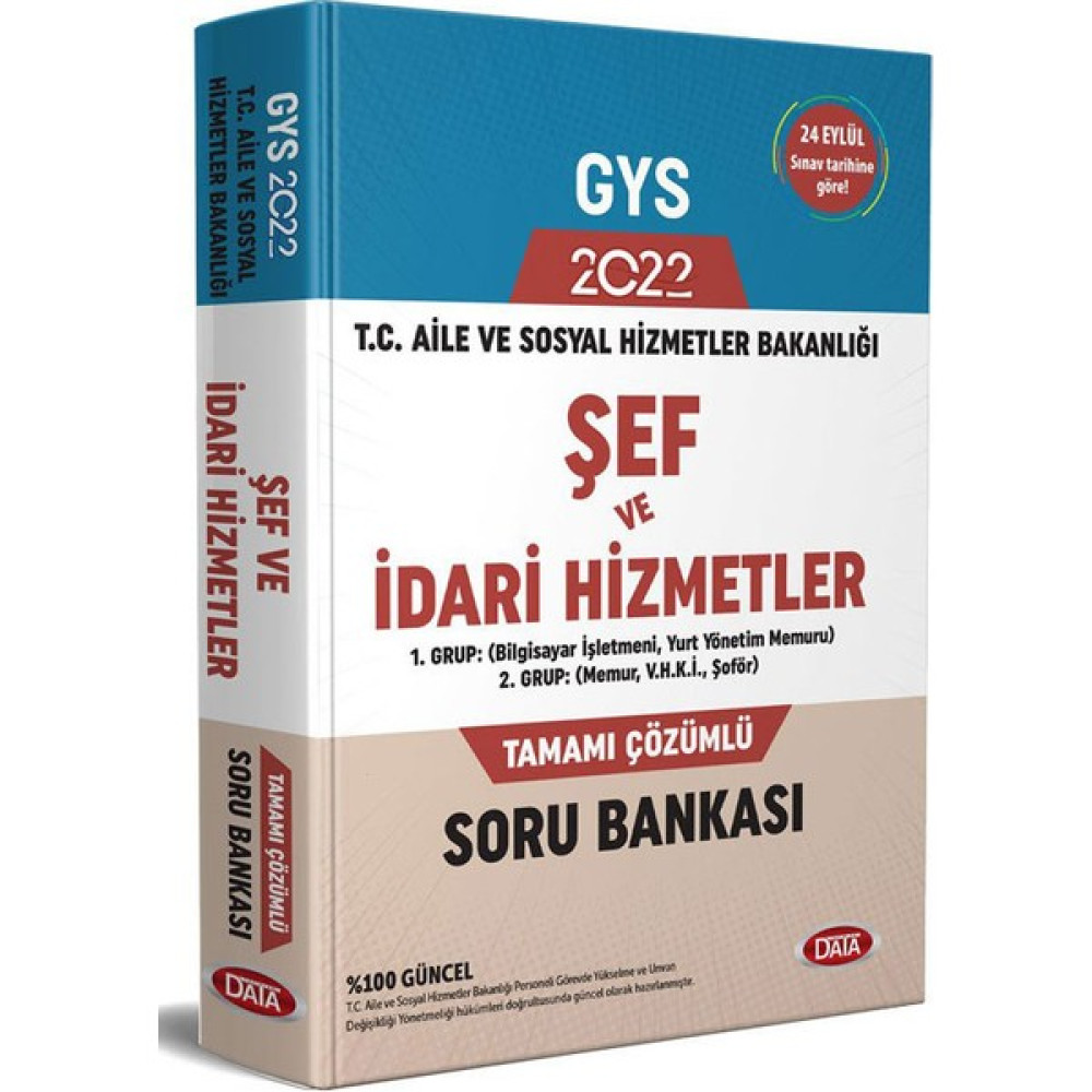 Data Yayınları 2022 Aile ve Sosyal Hizmetler Bakanlığı Gys Şef ve Idari Hizmetler Soru Bankası Data Görevde Yükselme Sınavları Kitapları Fiyatı