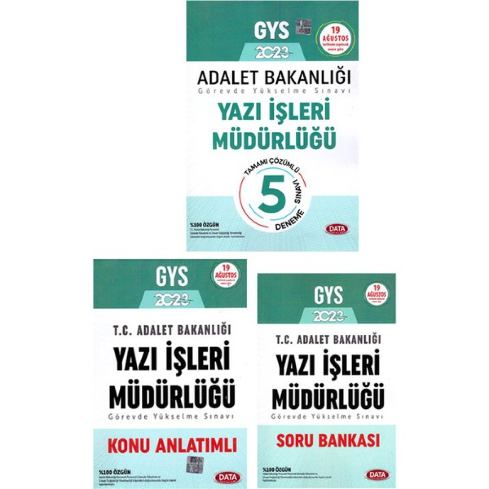 Data Yayınları 2023 GYS Adalet Bakanlığı Yazı Işleri Müdürlüğü Konu Soru Deneme Seti Data Görevde Yükselme Sınavları Kitapları Fiyatı