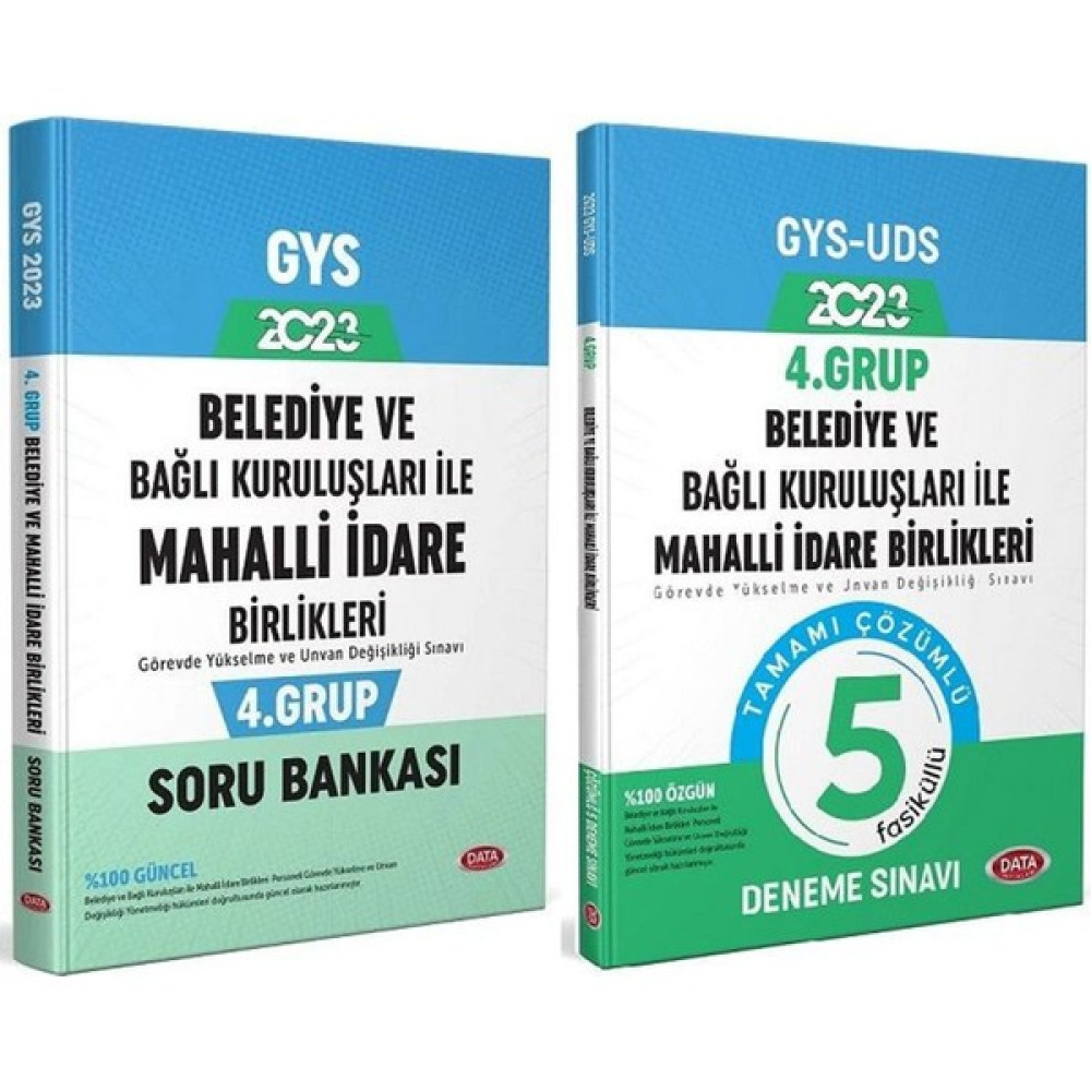 Data Yayınları Data 2023 GYs Belediye ve Bağlı Kuruluşları ile Mahalli Idare Birlikleri 4. Grup Soru + 5 Deneme 2 Li Set Görevde Yükselme Data Görevde Yükselme Sınavları Kitapları Fiyatı