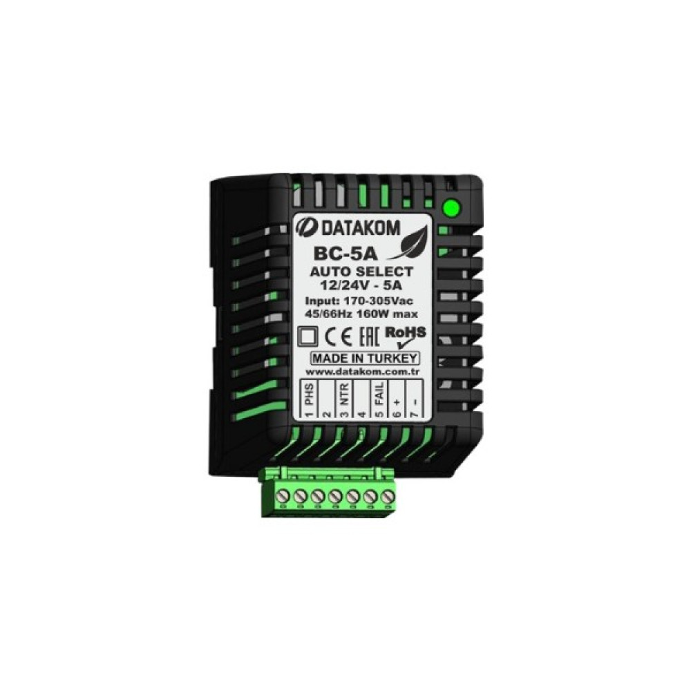 Datakom BC5A-12V-24V Akıllı Akü Şarj Cihazı Redresör 5 Amper Raya Monte Ölçüm Aletleri / Cihazları Fiyatı
