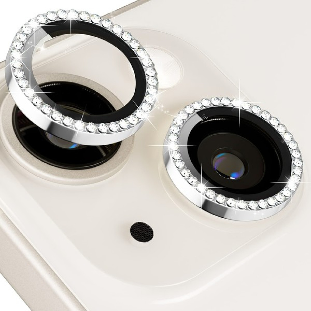 Davi Center Iphone 15 - 15 Plus Uyumlu Gümüş Taşlı Kamera Lens Koruyucu Cep Telefonu Ekran Koruyucusu Fiyatı