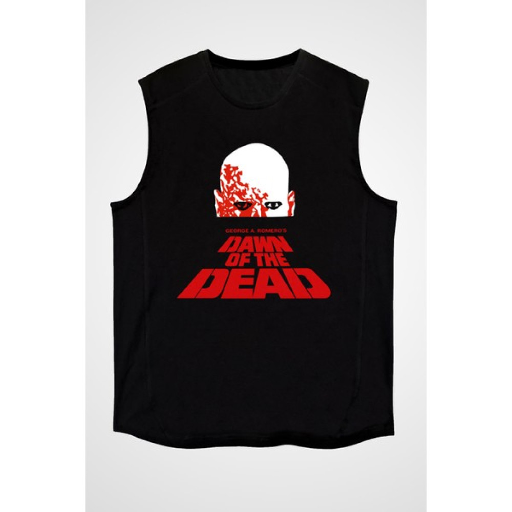 Dawn Of The Dead Baskılı Unisex Siyah Kolsuz Tişört Bayan T-shirt Fiyatı
