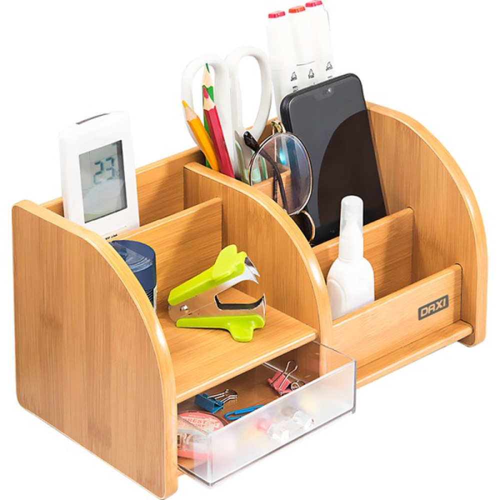 Daxı DX-403 Bambu Desenli Ahşap Kalemlik, Masaüstü Düzenleyici Kalemlik Fiyatı