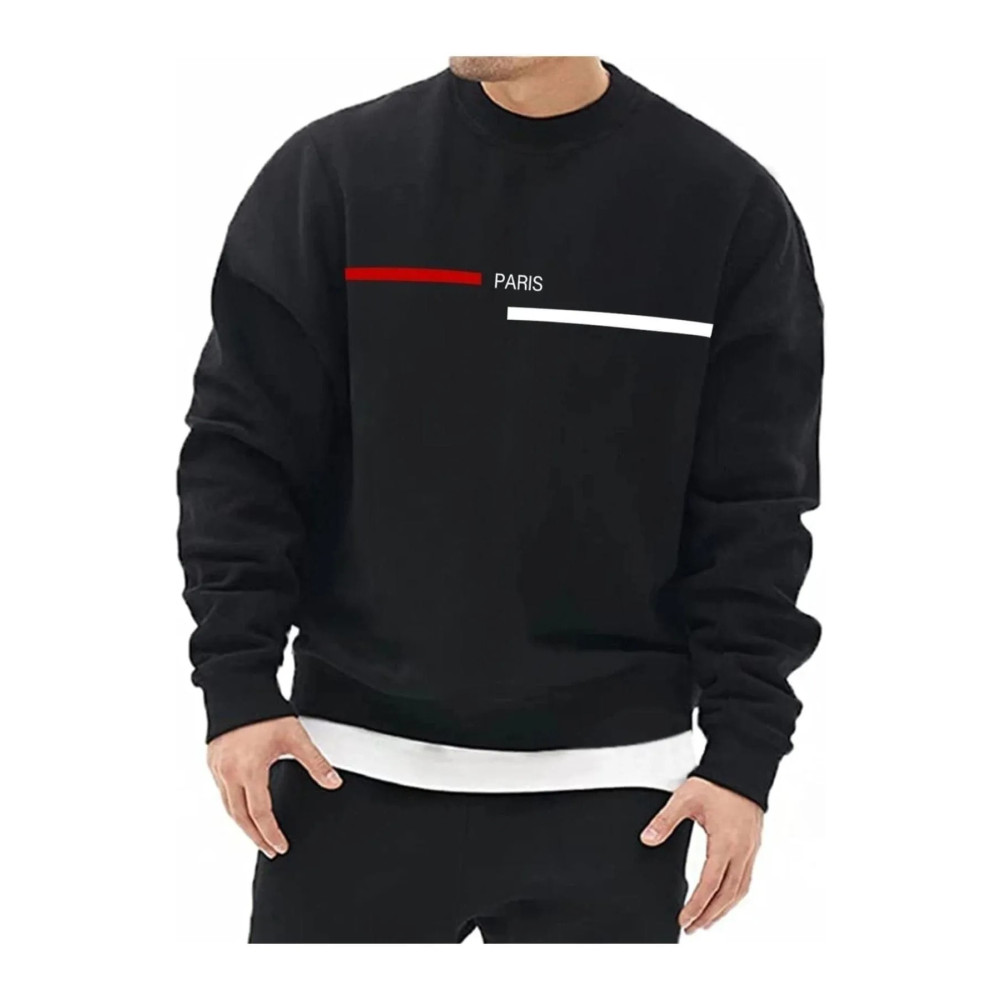 Daxia Erkek Beyaz Paris Çizgi Baskılı Oversize Bisiklet Yaka Sweatshirt XL Beden Bayan Sweatshirt Fiyatı