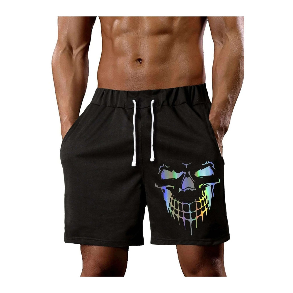 DAXİS Sportwear Company Erkek Siyah Skull Baskılı Şort- L Beden Erkek Şort Fiyatı