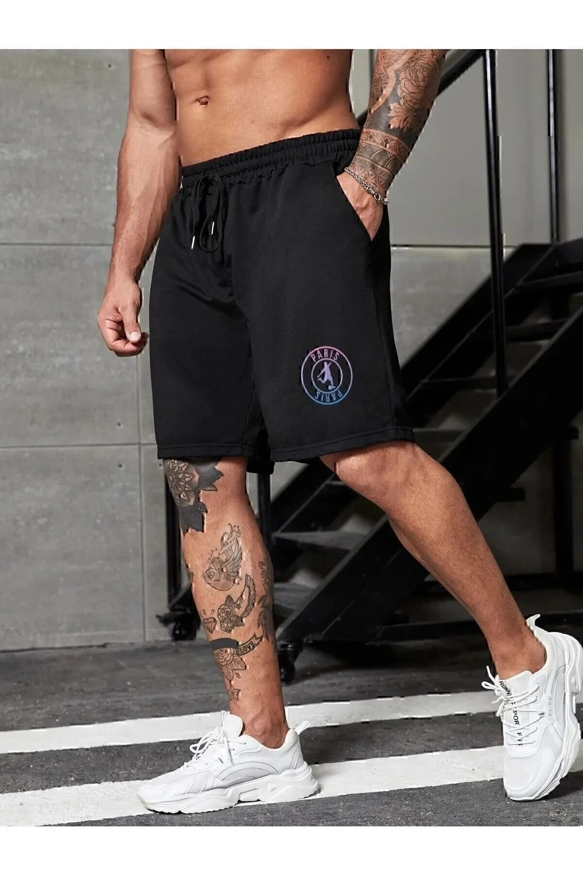 DAXİS Sportwear Company Erkek Siyah Şort Baskılı XXL Beden Erkek Şort Fiyatı