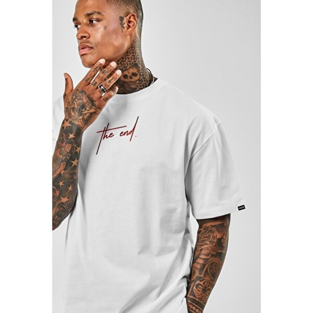 DAXİS Sportwear Company Oversize The End Baskılı Beyaz Tshirt Erkek T-shirt Fiyatı