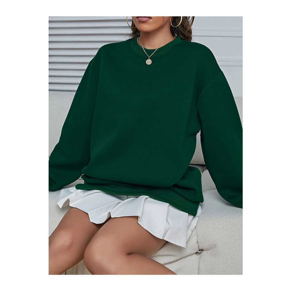 DAXİS Sportwear Company Yeşil Oversize Unisex Sıfır Yaka Sweatshirt 4XL Beden Bayan Sweatshirt Fiyatı