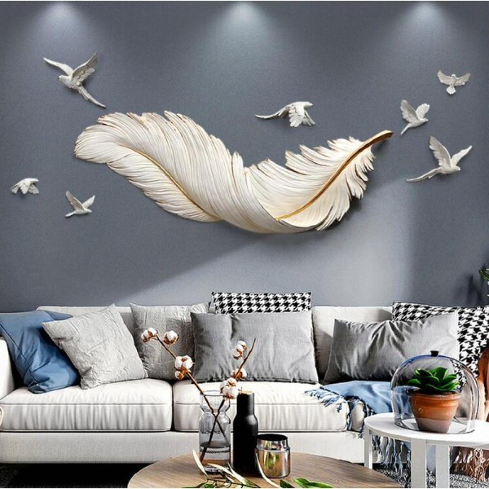Day Home Modern Dekoratif Büyük Boy Tüy LED Aplik - Gold - Beyaz Aplikler Fiyatı