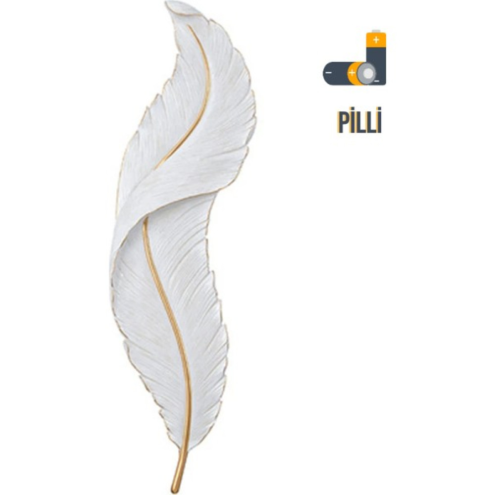 Day Home Pilli Dekoratif Tüy LED Aplik - Gold - Beyaz Aplikler Fiyatı