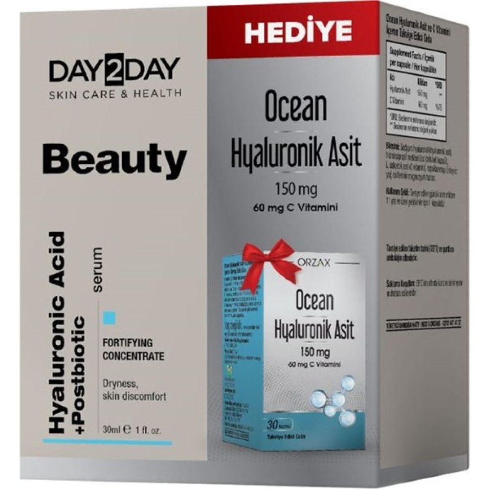 DAY2DAY Beauty DAY2DAY Beauty Hyaluronic Acid Serum 30 ml +Ocean Hyaluronıcd Acid 30 Kapsül Hediye (MIAD:08/2025) Anti-Aging / Yaşlanma Karşıtı Fiyatı
