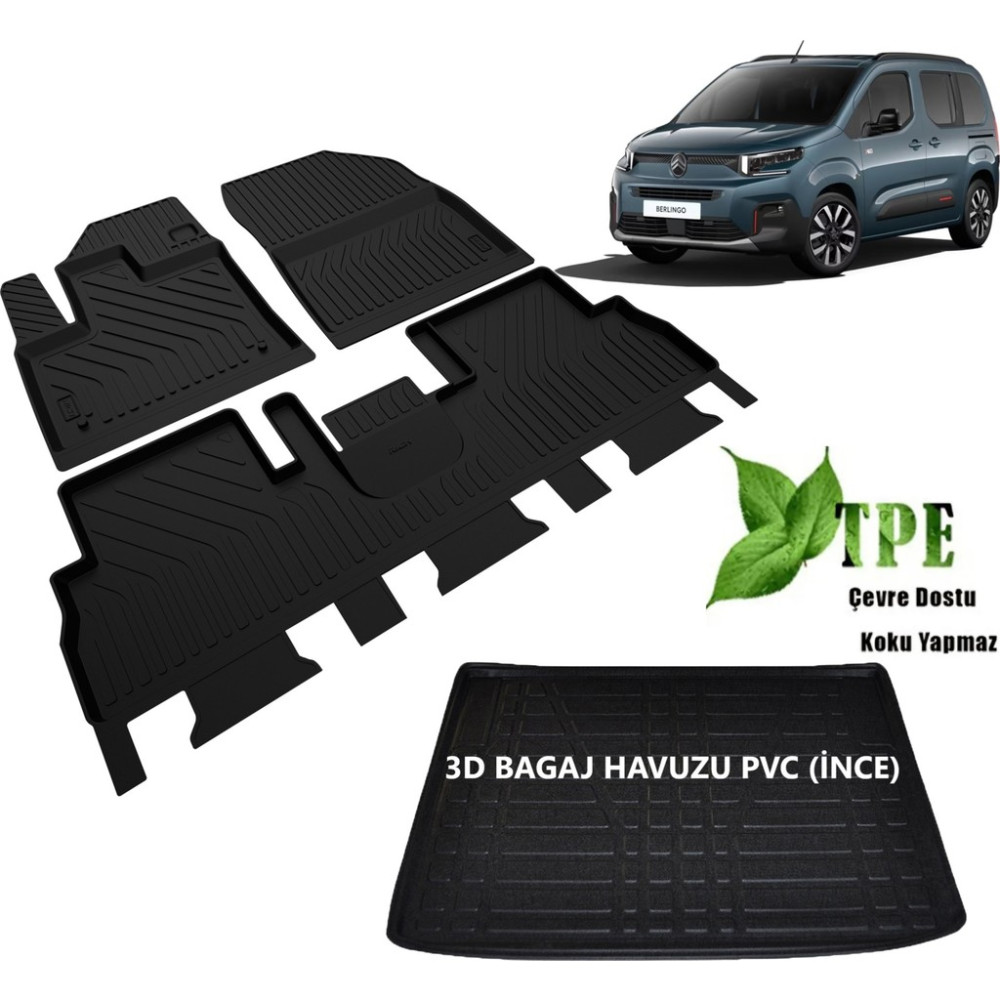 DBC Online Citroen Berlingo Havuzlu Paspas ve Bagaj Havuzu 2019 2020 2021 2022 2023 2024 2025 2026 - Siyah Oto Paspas Fiyatı