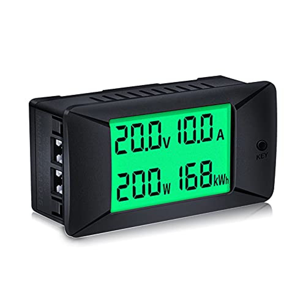 DC Multifunction Battery Monitor Meter,0-300V,0-100A Built-in Shunt, Widely Applied to 12V/24V/48V RV/Car Battery, LCD Display, Digital Current Voltage Solar Power Meter, Multimeter Ammeter Voltmeter