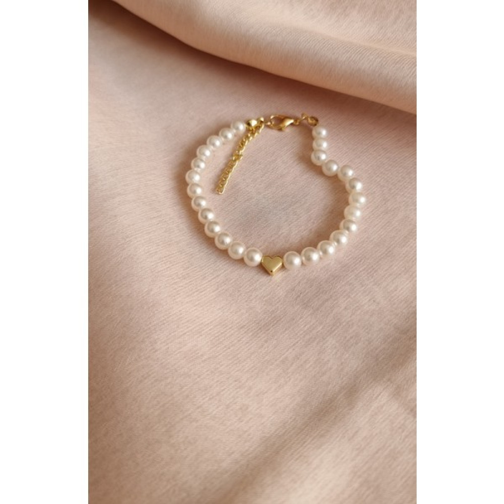 DD Jewelry Kadın Gold Kaplama Kalp Detaylı Inci Bileklik Saat ve Bileklik Aksesuarı Fiyatı