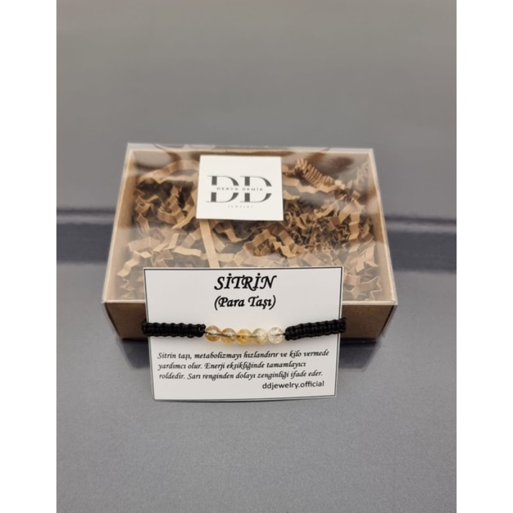 DD Jewelry Sitrin Taşı Siyah Makrome Bileklik Saat ve Bileklik Aksesuarı Fiyatı