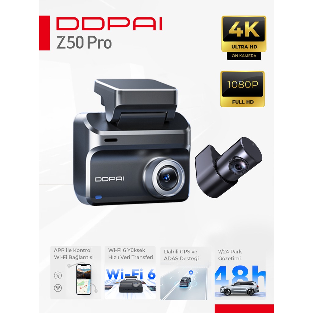 DDPAI Z50 Pro Araç içi Kamerası NightVIS 2.0 Gece Görüşü Çarpışma Algılama Diğer Fiyatı