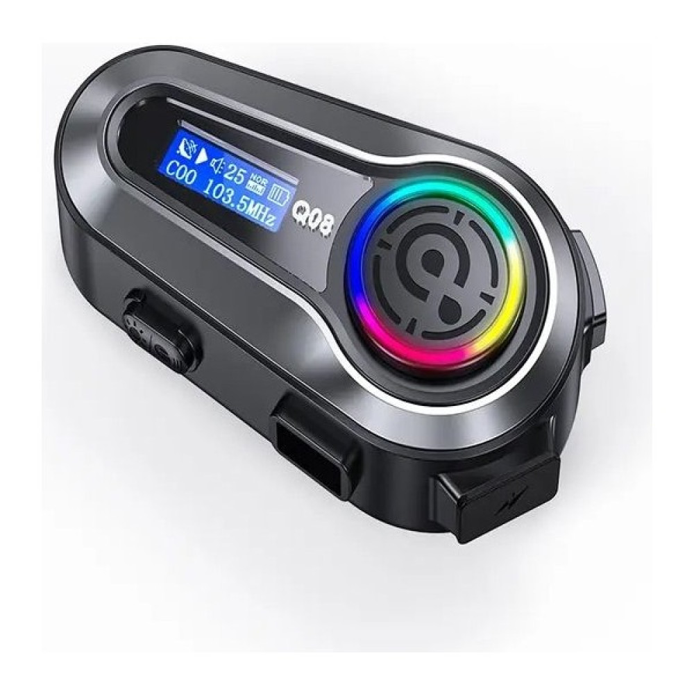 Deanb Q008 LCD Ekran Fm Radio Eq Ses Ipx6 Su Geçirmez Rgb Işıklı Bluetooth Motosiklet KASK Kulaklığı Interkom - Karbon - Siyah Motorsiklet Aksesuarları Fiyatı