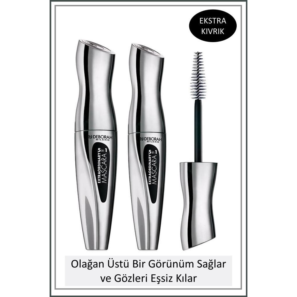 Deborah Milano Extraordinary 5in1 Siyah Maskara 2 Adet Kıvırma Etkili Uzatma Etkili Büyük Boy Rimeller / Maskaralar Fiyatı