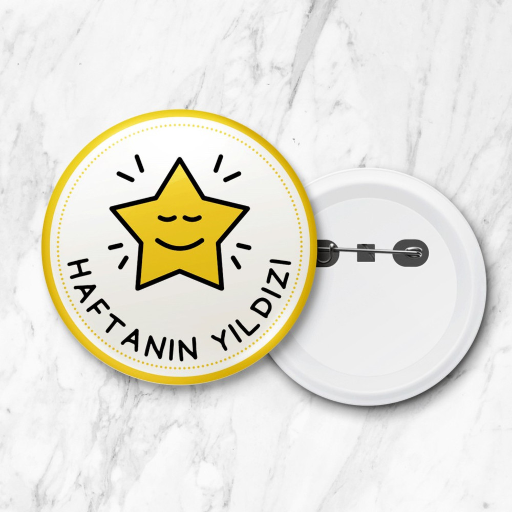 DeBu Haftanın Yıldız Iiğneli Yaka Rozeti (58MM) - 5 Rozet Fiyatı