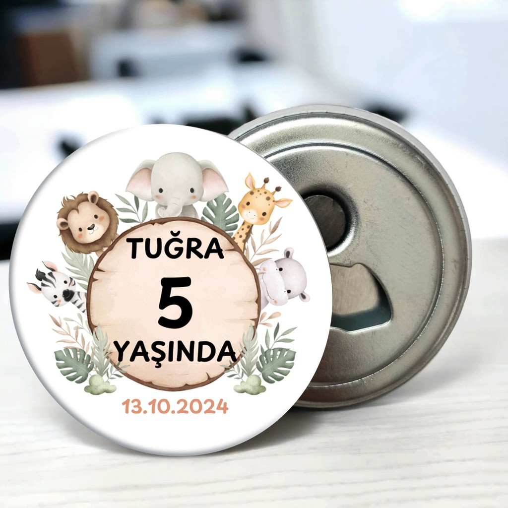 DeBu Safari Sevimli Hayvanlar Temalı Doğum Günü ği 58 mm Buzdolabına Yapışabilen Açacak Magnet - 5 Adet Buzdolapları Fiyatı