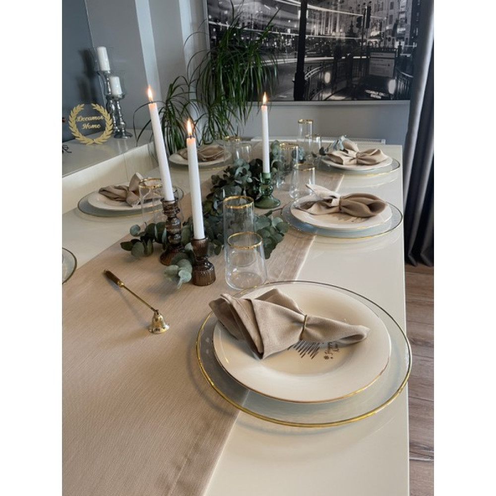 Decamor Home Dertsiz Keten Dokulu Bej Runner - 40 x 140 cm Masa Örtüsü Fiyatı
