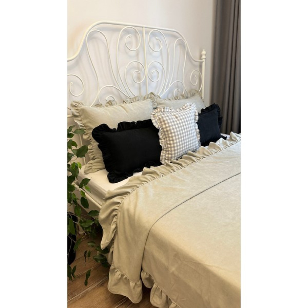 Decamor Home Fırfırlı Ay Taşı Yatak Örtüsü Takımı Çift Kişilik - Taş - 240 x 240 cm Yatak Örtüsü Fiyatı
