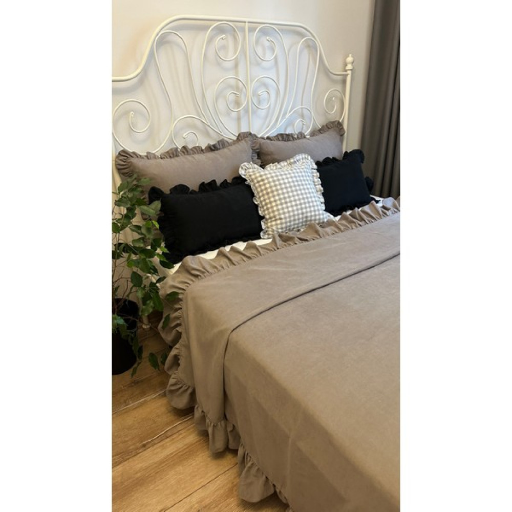 Decamor Home Fırfırlı Gri Yatak Örtüsü Takımı Çift Kişilik - 240 x 240 cm Yatak Örtüsü Fiyatı