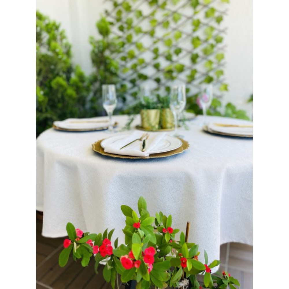 Decamor Home Gold Simli Dertsiz Yuvarlak Masa Örtüsü - 160 x 160 cm - Sarı Masa Örtüsü Fiyatı