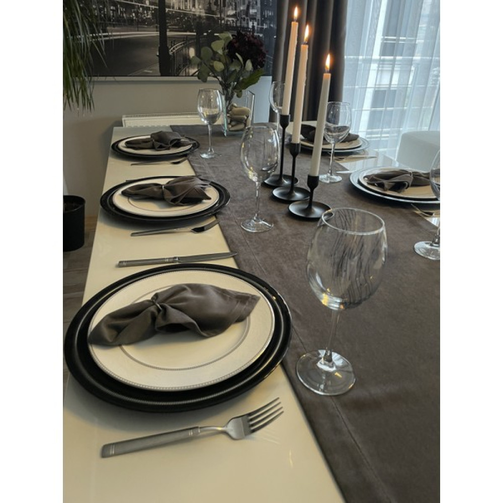 Decamor Home Kadife Dokulu Antrasit Gri Füme Uzun Runner - 50 x 220 cm - Koyu Gri Masa Örtüsü Fiyatı