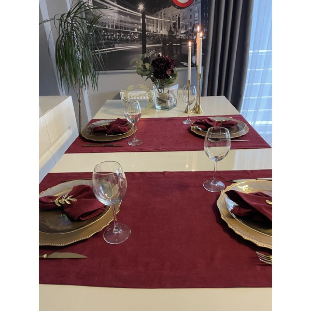 Decamor Home Kadife Dokulu Dertsiz Bordo Runner - 50 x 140 cm Masa Örtüsü Fiyatı