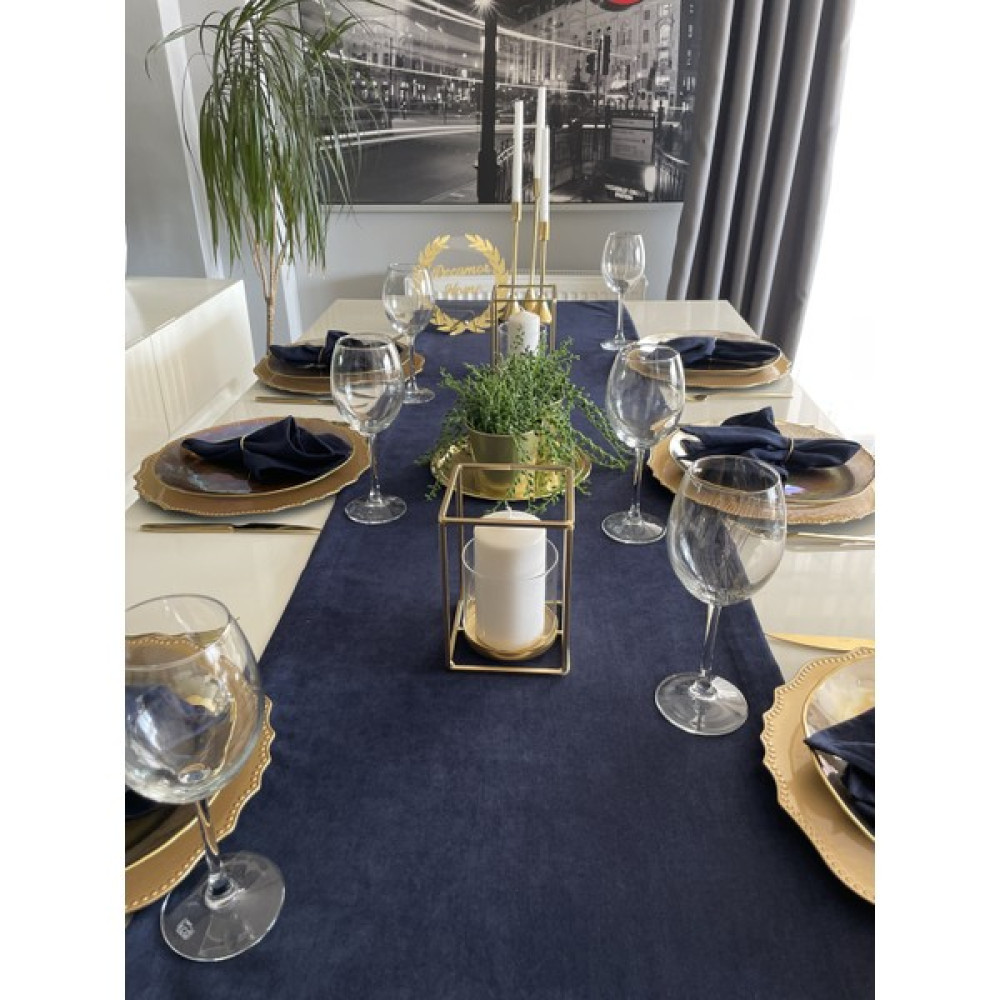 Decamor Home Kadife Dokulu Dertsiz Lacivert Uzun Runner - 50 x 220 cm Masa Örtüsü Fiyatı