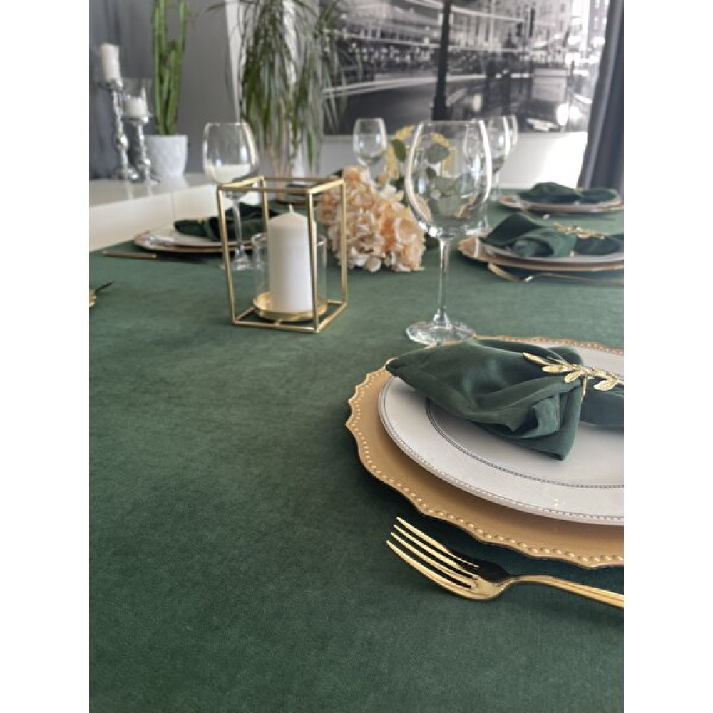 Decamor Home Kadife Dokulu Dertsiz Leke Tutmaz Koyu Yeşil Masa Örtüsü - 150 x 260 cm Masa Örtüsü Fiyatı