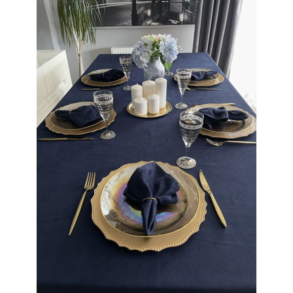Decamor Home Kadife Dokulu Lacivert Dertsiz Masa Örtüsü - 150 x 220 cm Masa Örtüsü Fiyatı