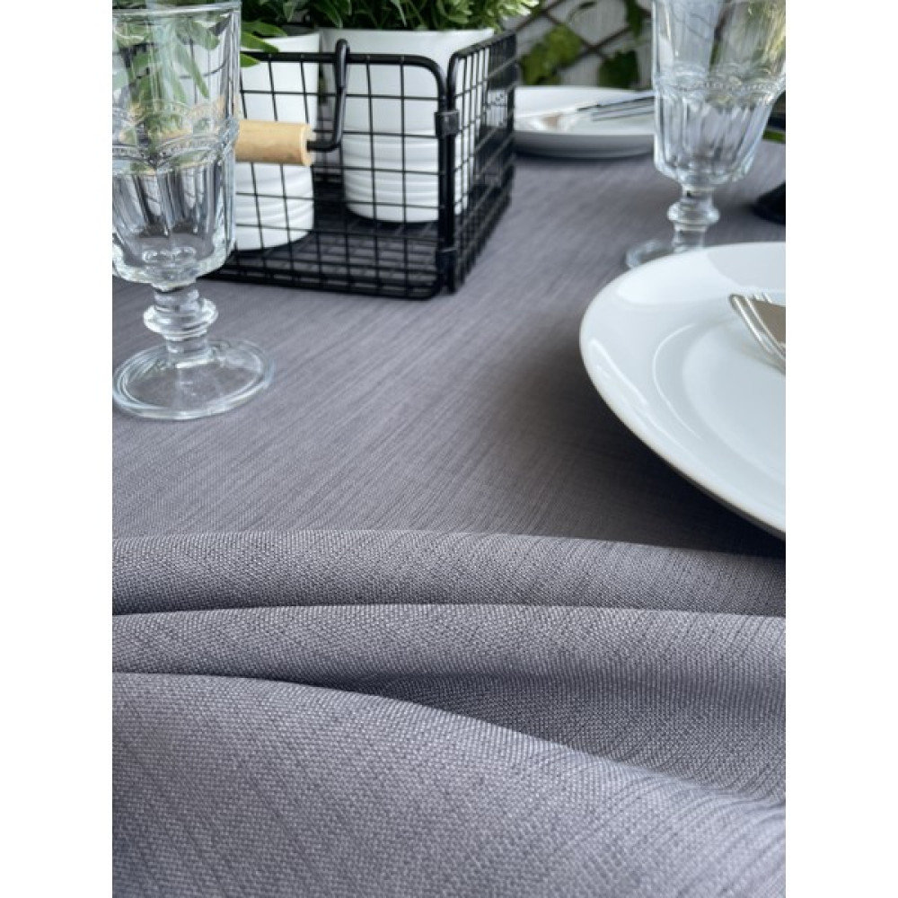 Decamor Home Keten Dokulu Antrasit Füme Dertsiz Yuvarlak Masa Örtüsü - 160 x 160 cm - Koyu Gri Masa Örtüsü Fiyatı