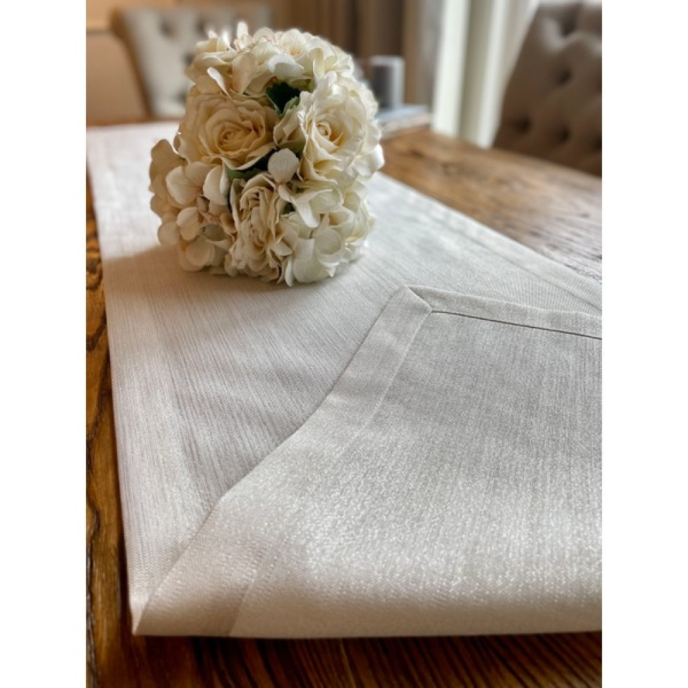 Decamor Home Keten Dokulu Dertsiz Gold Simli Ekru Uzun Runner - 50 x 220 cm Masa Örtüsü Fiyatı