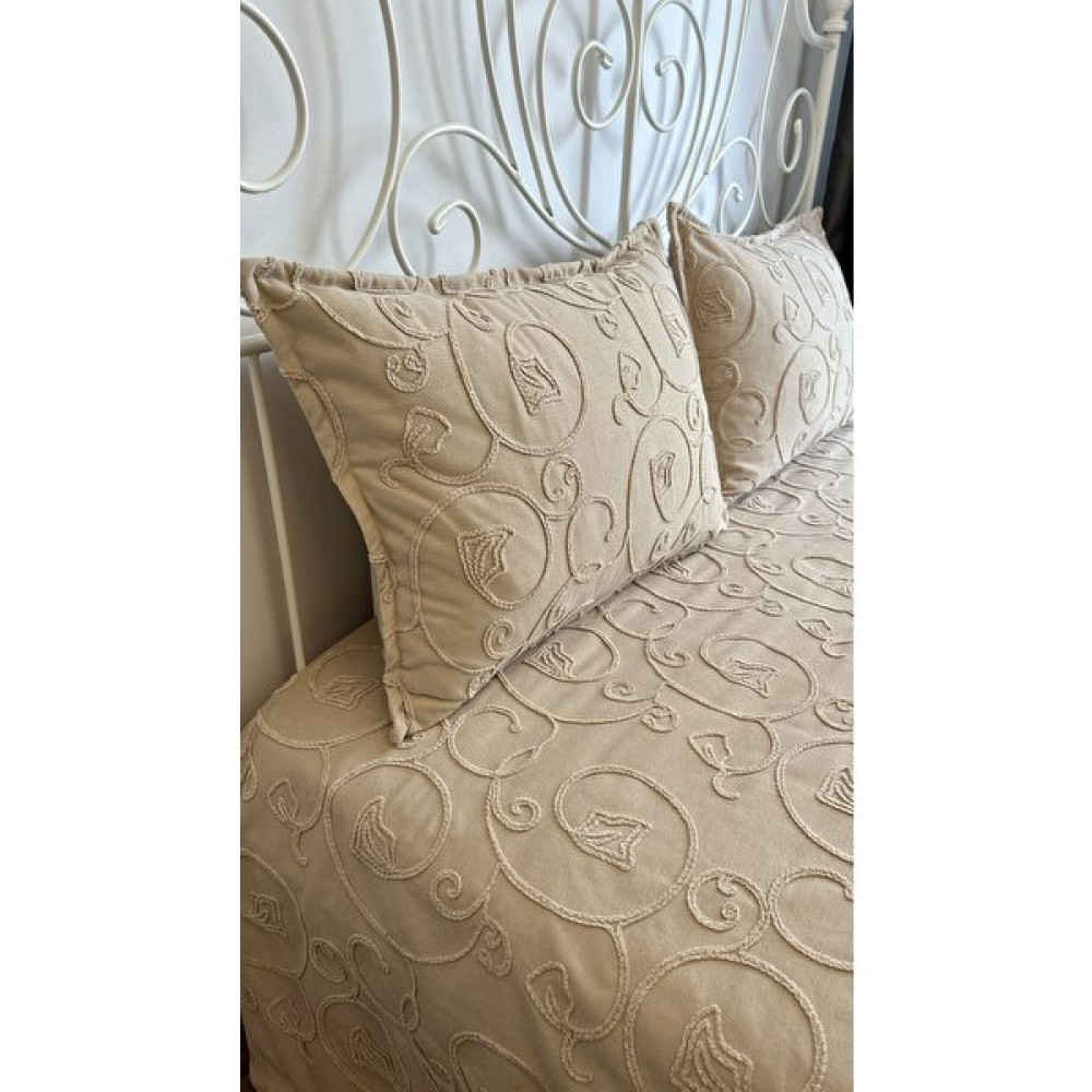 Decamor Home Nakışlı Bej Yatak Örtüsü Seti Işleme Detaylı Çok Amaçlı Örtü Çift Kişilik - 220 x 240 cm Yatak Örtüsü Fiyatı
