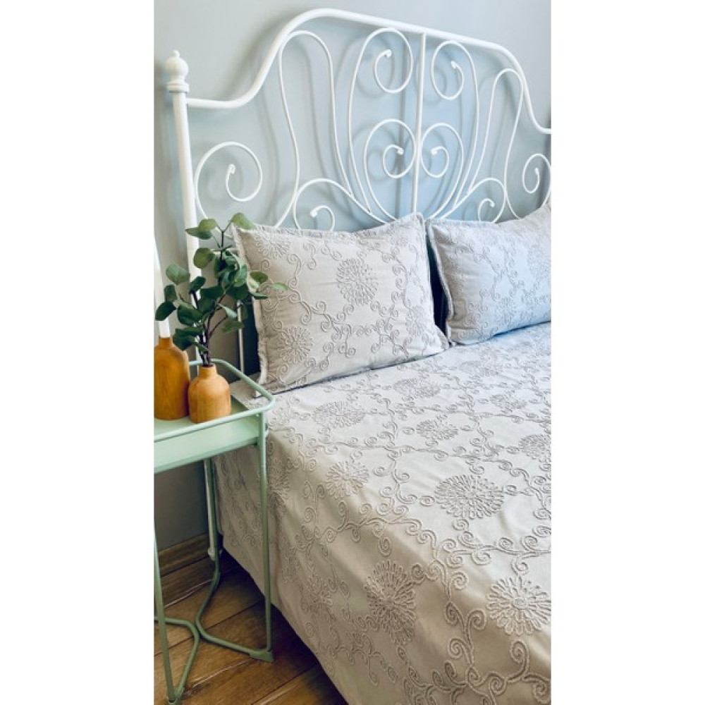 Decamor Home Nakışlı Gri Yatak Örtüsü Seti Çok Amaçlı Örtü Çift Kişilik - 220 x 240 cm Yatak Örtüsü Fiyatı